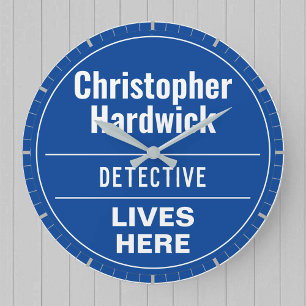 Fun Detective Wall Plaque Style Large Clock