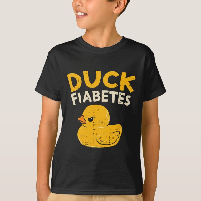 Fun Diabetes Awareness I Duck Fiabetes I Cool Rubb T-Shirt (Front)