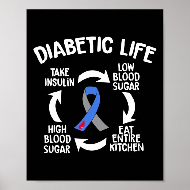 Fun Diabetic Life Cycle Diabetes Awareness Gift  Poster (Front)