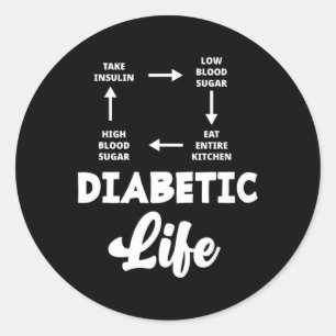 Fun Diabetic Type 1 Diabetes T1d Diabetes Awarenes Classic Round Sticker