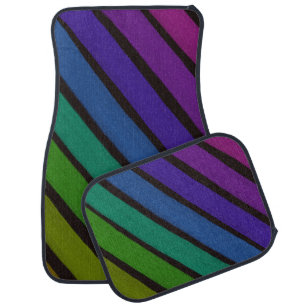Fun Diagonal Stripe Happy Rainbow Car Floor Mat