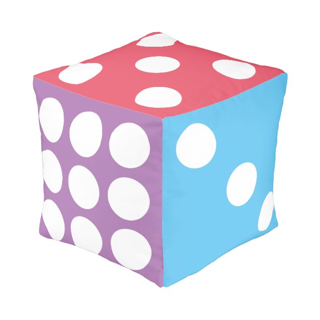 Fun Dice Kids College Dorm Room Cube Pouf Ottoman (Angled Front)