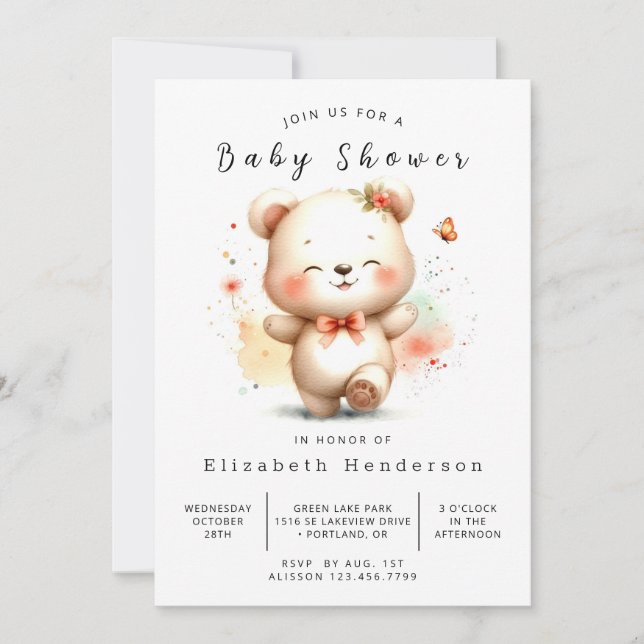 Fun Digital Bear Baby Shower Invitation (Front)