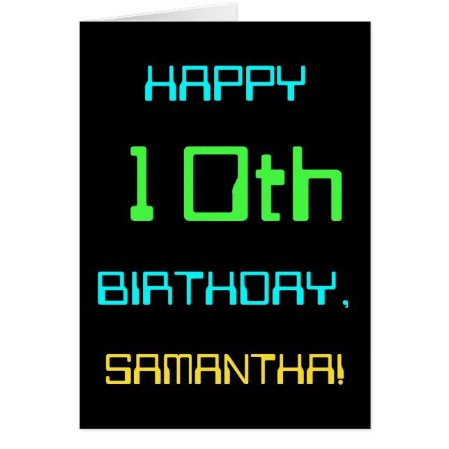 Fun Digital Computing Themed 10th Birthday Cards (Front)