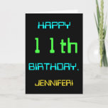 [ Thumbnail: Fun Digital Computing Themed 11th Birthday Card ]