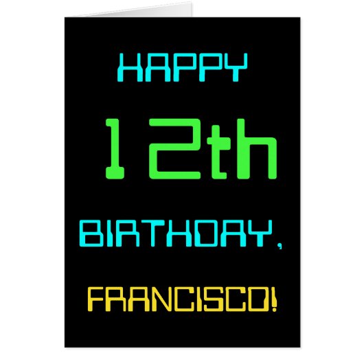 Fun Digital Computing Themed 12th Birthday Cards (Front)