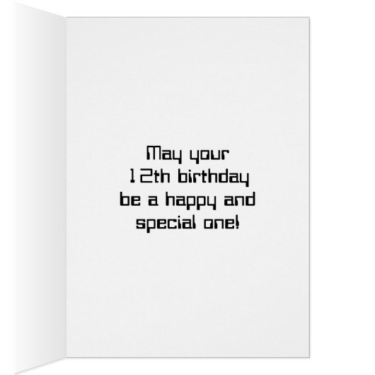 Fun Digital Computing Themed 12th Birthday Cards (Inside (Right))
