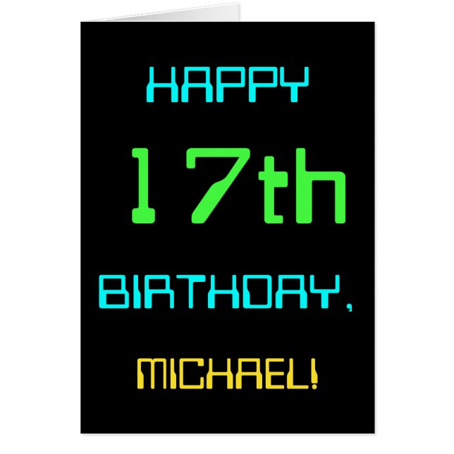 Fun Digital Computing Themed 17th Birthday Cards (Front)