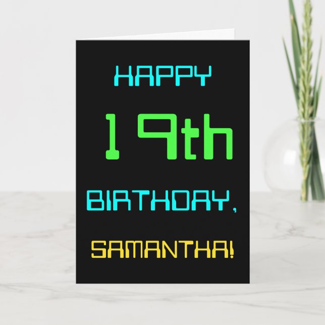 Fun Digital Computing Themed 19th Birthday Card (Front)
