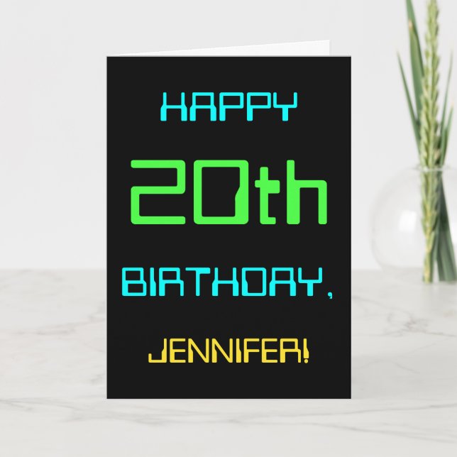 Fun Digital Computing Themed 20th Birthday Card (Front)