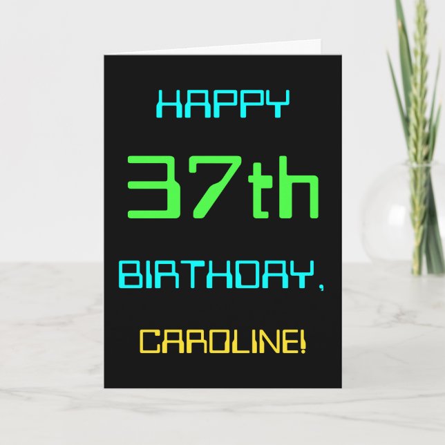 Fun Digital Computing Themed 37th Birthday Card (Front)
