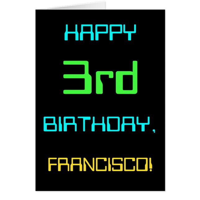 Fun Digital Computing Themed 3rd Birthday Cards (Front)