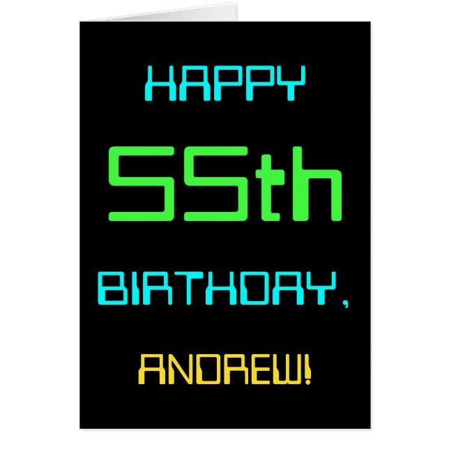 Fun Digital Computing Themed 55th Birthday Cards (Front)