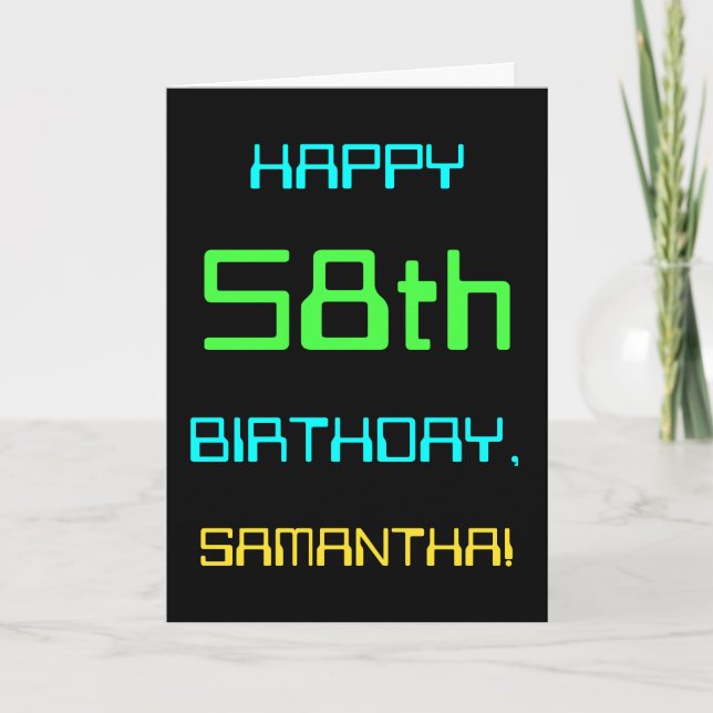 Fun Digital Computing Themed 58th Birthday Card (Front)