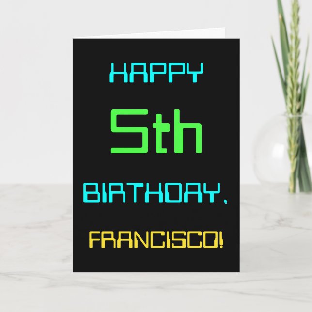 Fun Digital Computing Themed 5th Birthday Card (Front)