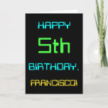 [ Thumbnail: Fun Digital Computing Themed 5th Birthday Card ]