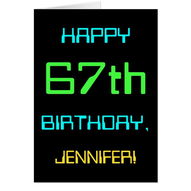 Fun Digital Computing Themed 67th Birthday Cards (Front)
