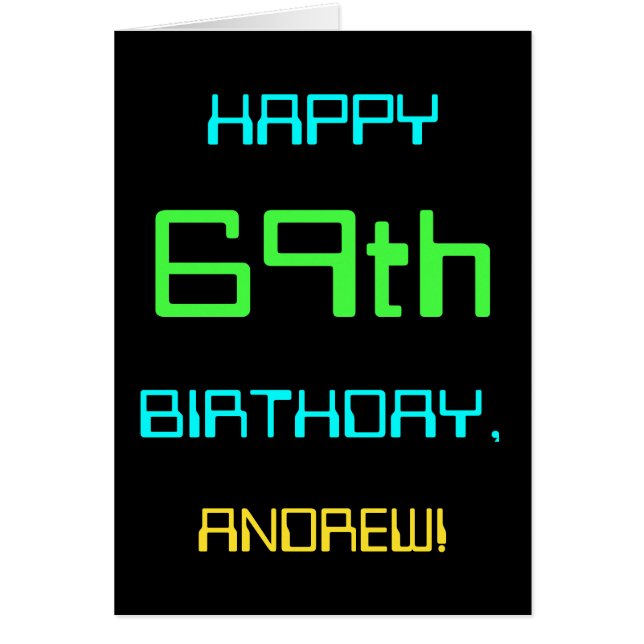 Fun Digital Computing Themed 69th Birthday Cards (Front)