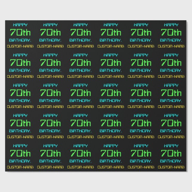 Fun Digital Computing Themed 70th Birthday Wrapping Paper (Flat)