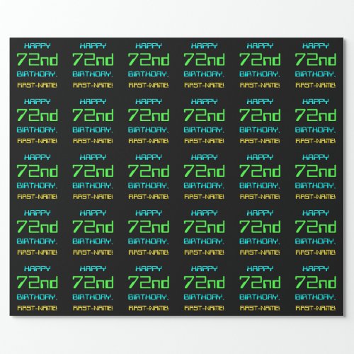 Fun Digital Computing Themed 72nd Birthday Wrapping Paper