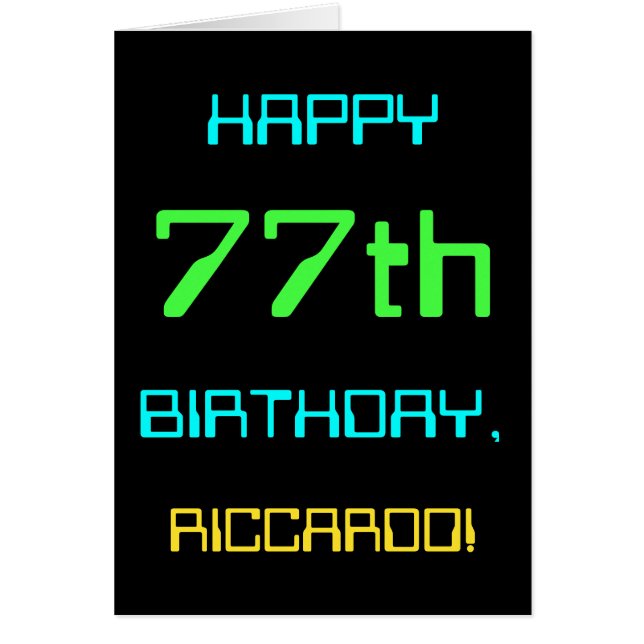 Fun Digital Computing Themed 77th Birthday Cards (Front)