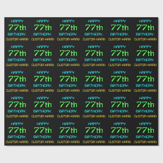Fun Digital Computing Themed 77th Birthday Wrapping Paper (Flat)