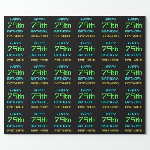 Fun Digital Computing Themed 79th Birthday Wrapping Paper