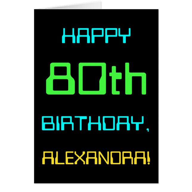 Fun Digital Computing Themed 80th Birthday Cards (Front)