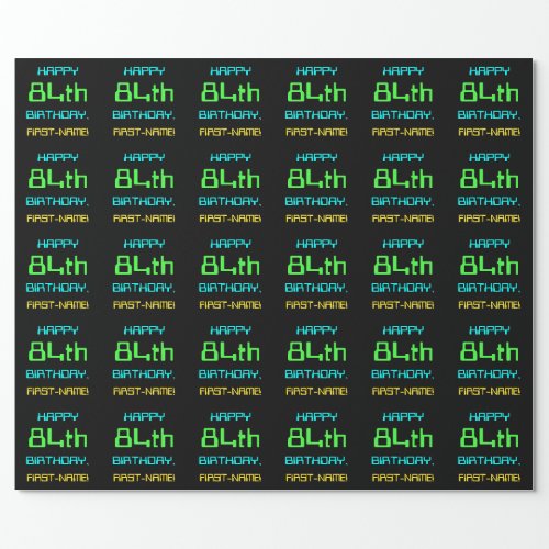 Fun Digital Computing Themed 84th Birthday Wrapping Paper