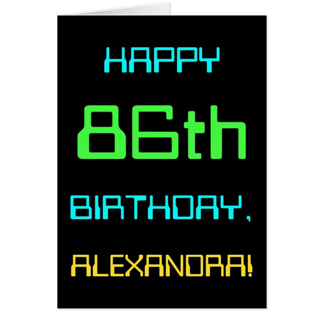 Fun Digital Computing Themed 86th Birthday Cards (Front)
