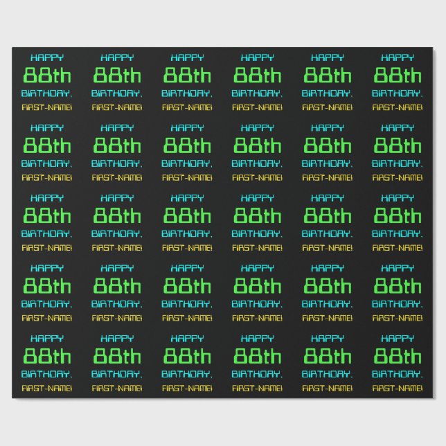 Fun Digital Computing Themed 88th Birthday Wrapping Paper (Flat)