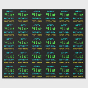 Fun Digital Computing Themed 91st Birthday Wrapping Paper