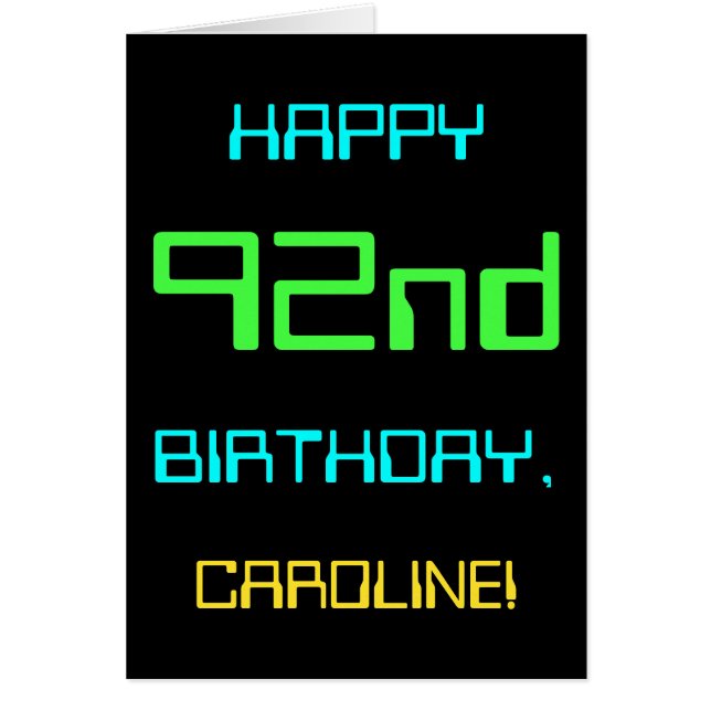 Fun Digital Computing Themed 92nd Birthday Cards (Front)