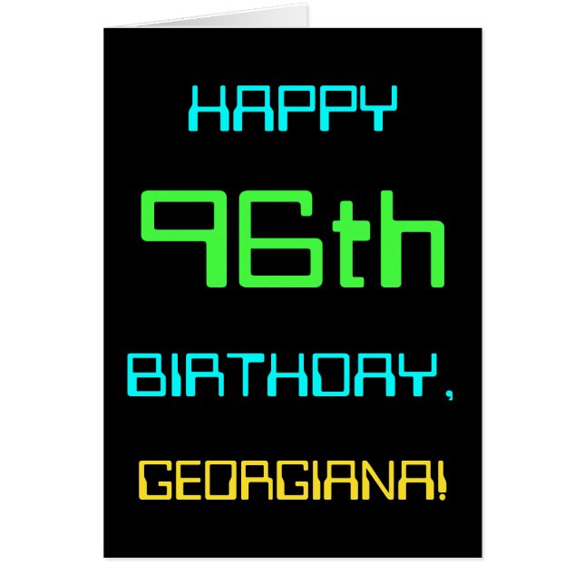 Fun Digital Computing Themed 96th Birthday Cards (Front)
