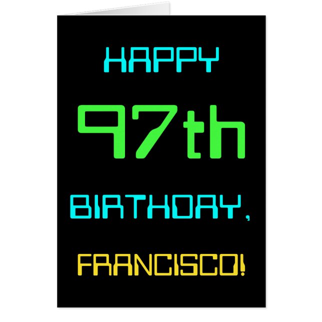 Fun Digital Computing Themed 97th Birthday Cards (Front)