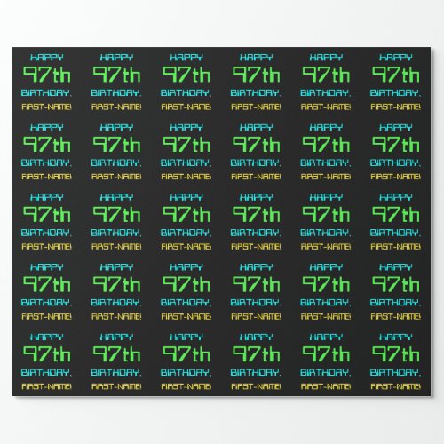 Fun Digital Computing Themed 97th Birthday Wrapping Paper