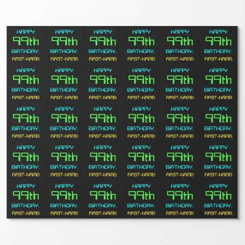 Fun Digital Computing Themed 99th Birthday Wrapping Paper