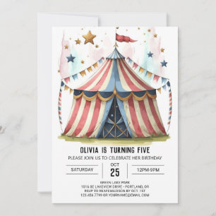 Fun Digital Whimsy Circus Birthday Invitation