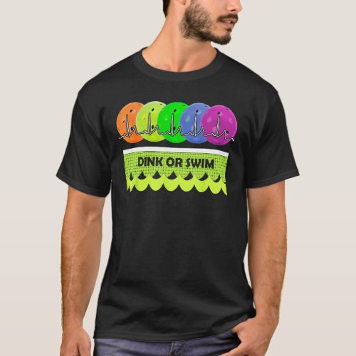Fun Dink or Swim Pickleball Net Rainbow Pride Hear T_Shirt