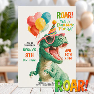 Fun Dino Birthday Party Design Invitation
