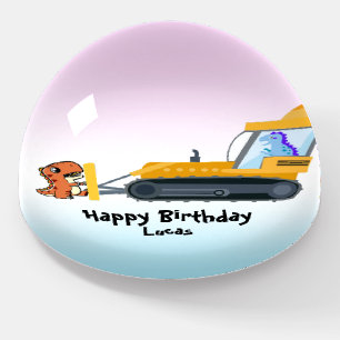 Fun DINO dinosaur tractor Farm School Birthday boy Paperweight