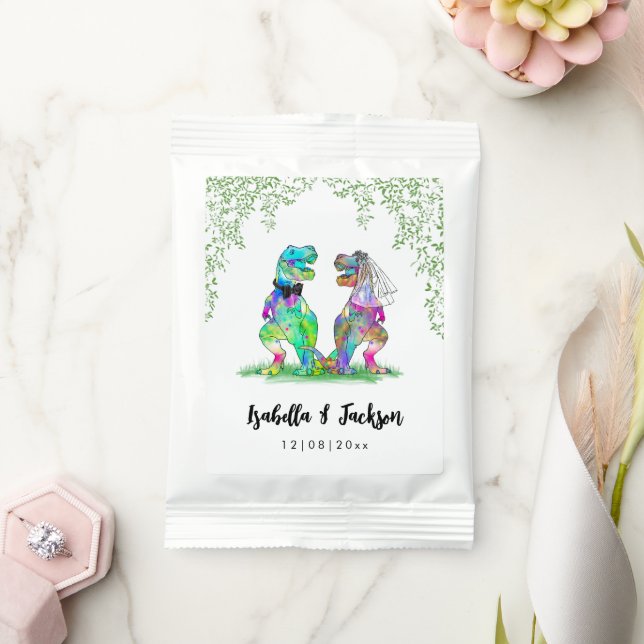 Fun Dinosaur Bride and Groom Custom Wedding Margarita Drink Mix (Wedding)
