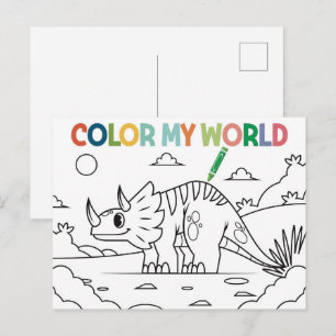 Fun Dinosaur Coloring Page Postcard