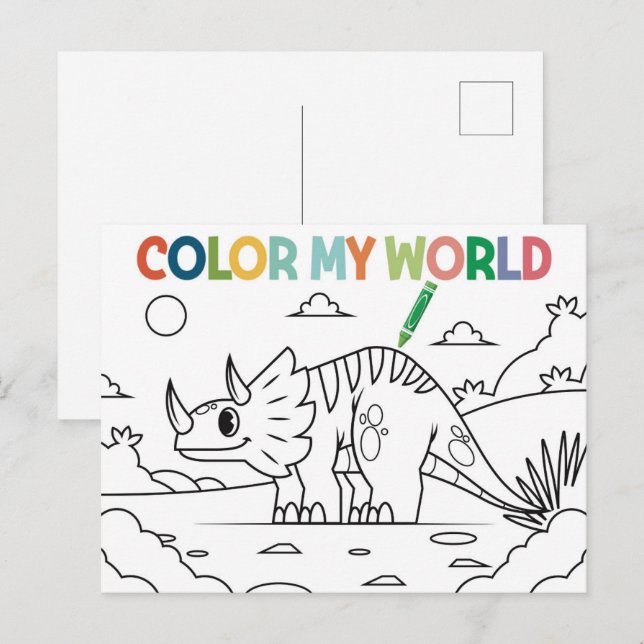 Fun Dinosaur Coloring Page  Postcard (Front/Back)
