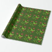 Fun dinosaur elf Christmas Wrapping Paper for kids (Unrolled)