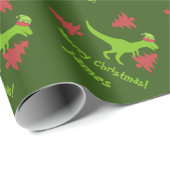Fun dinosaur elf Christmas Wrapping Paper for kids (Roll Corner)