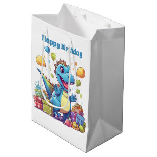 Fun dinosaur Happy Birthday boys Medium Gift Bag