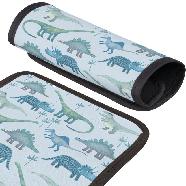 Fun Dinosaur Luggage Handle Wrap (Fun dinosaur blue art luggage handle wrap)