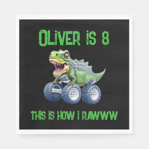 Fun Dinosaur monster truck personalized birthday  Napkins