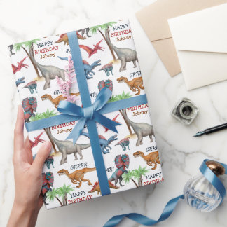 Fun Dinosaur Parade Kid's Birthday Wrapping Paper